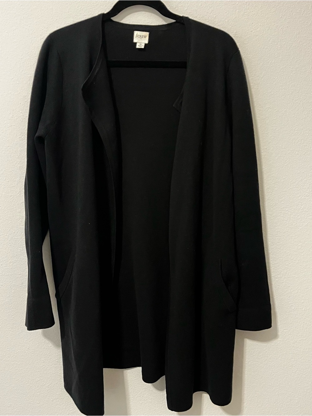 J. Crew Women’s Cardigan Sweater Open Front Black 100% Cotton Pockets Relaxed Md - Picture 4 of 7